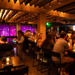 convivial bar scene