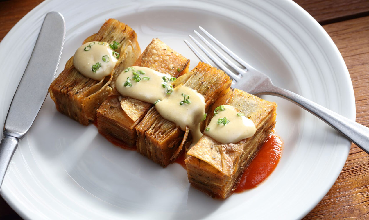 Plate with dessert with fork and knife